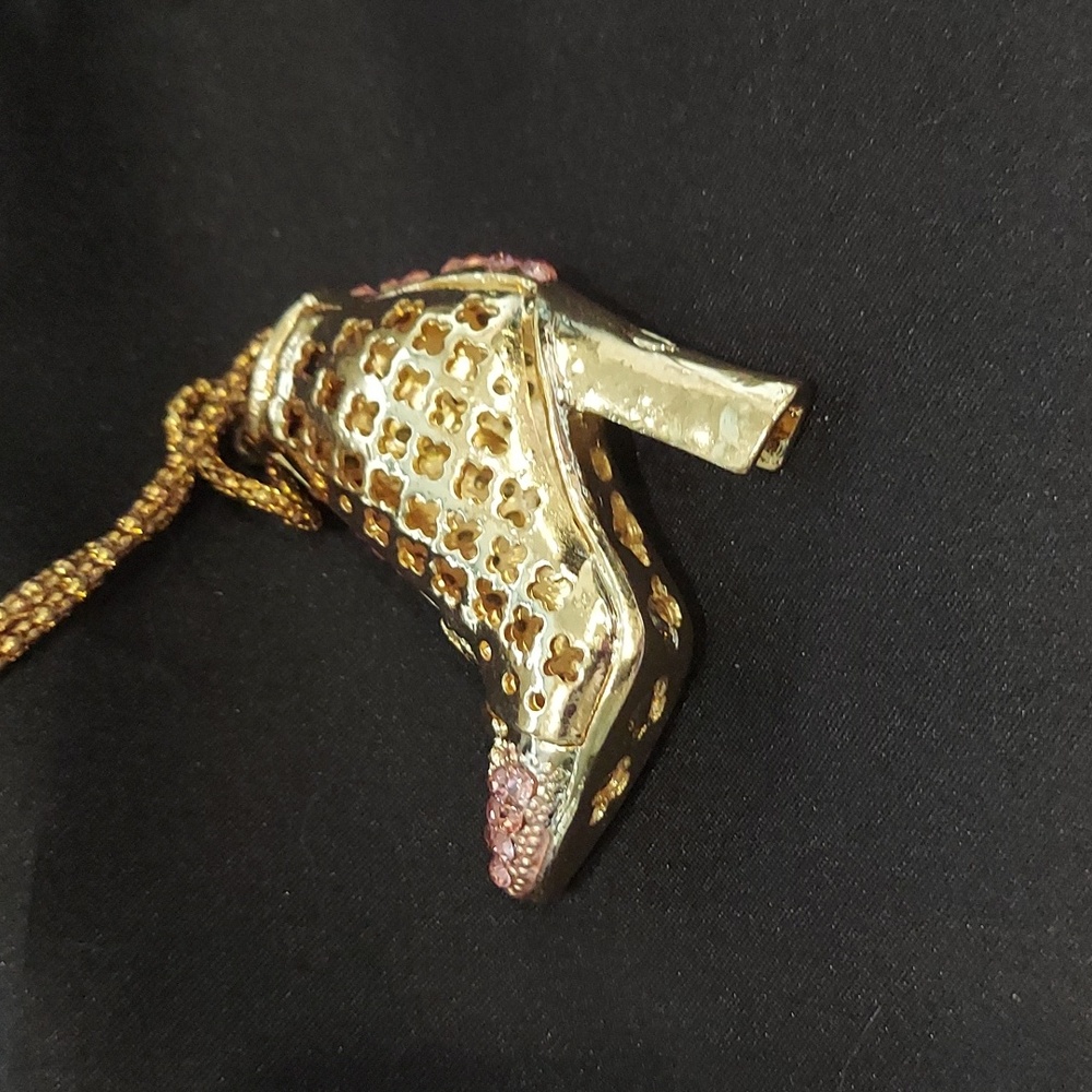 Betsey Johnson Pink Boot Pendant Necklace - Picture 5 of 6